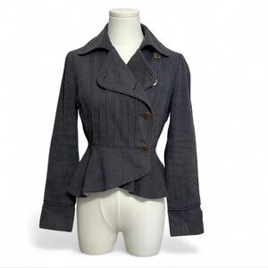Urban Outfitters Kimchi Blue Dark Gray Military-Inspired Y2K Peplum Blazer - M
